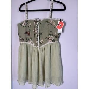 boho bridesmaid dresses sage green Brandy Sleeveless Lace Satin Bodycon Mini Dress main image 0